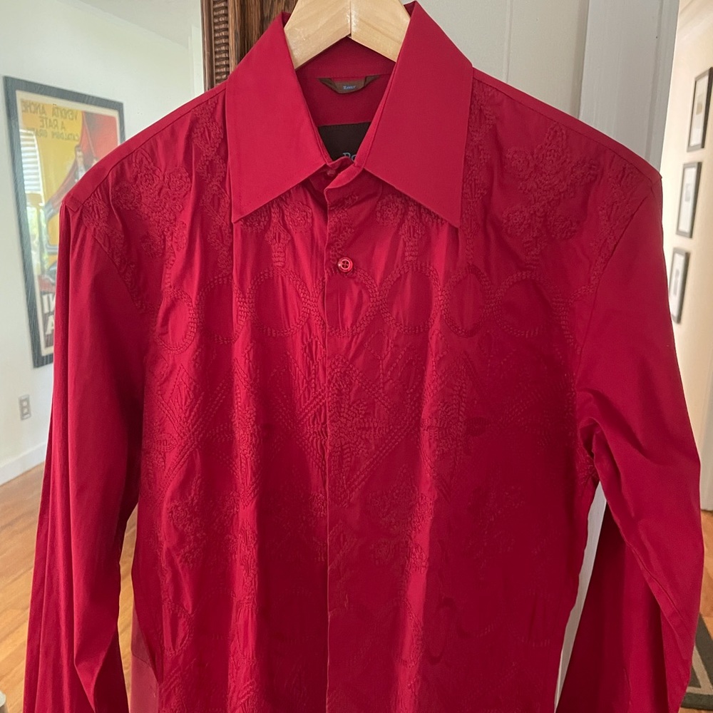Red Roar Party/cocktail shirt w/ embroidery